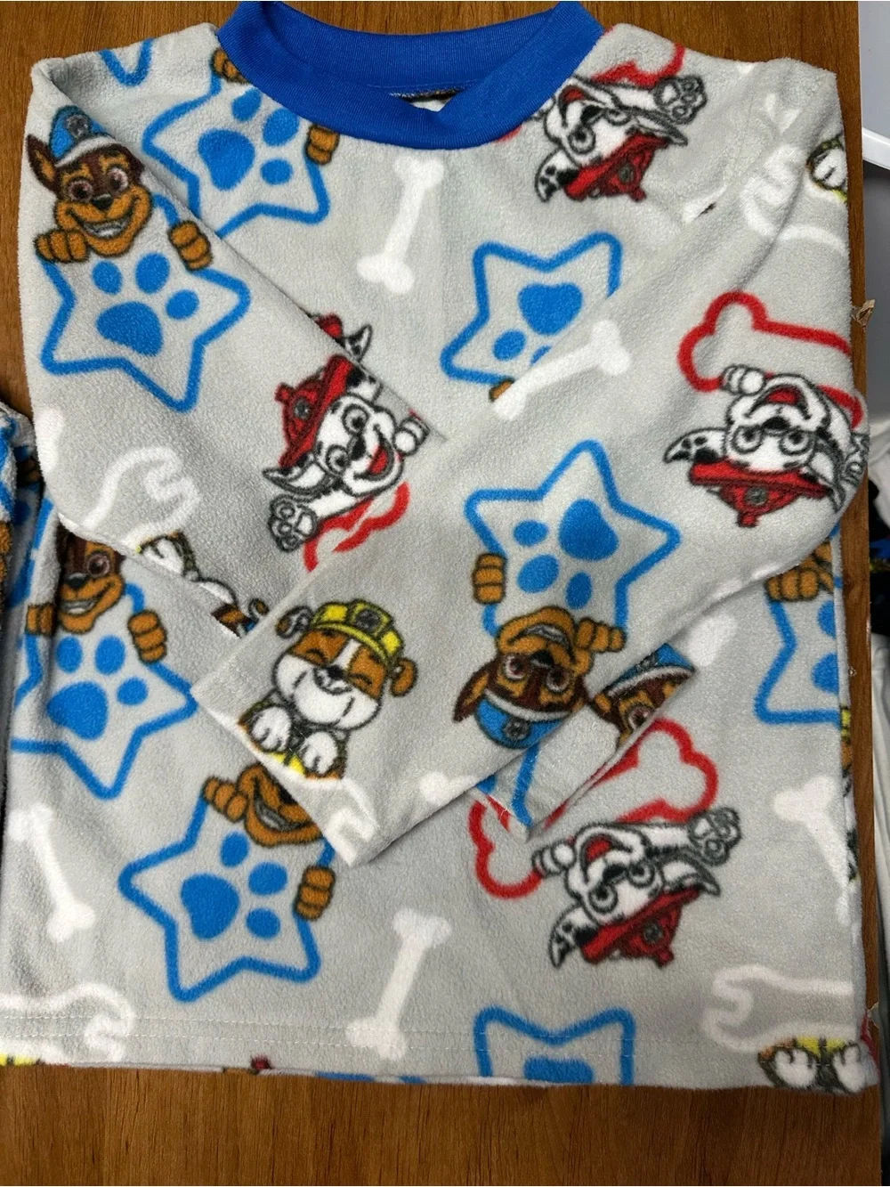 Paw Patrol 3 Piece Fleece Pajama Set – Blue & Gray with Red Accents